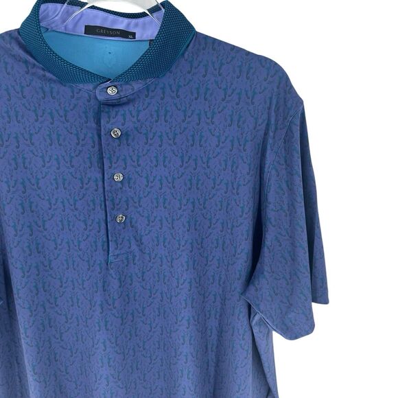 Greyson Shirt Mens XL Blue Purple Polo Performance Stretch Abstract Golf  Golfer - Picture 6 of 16
